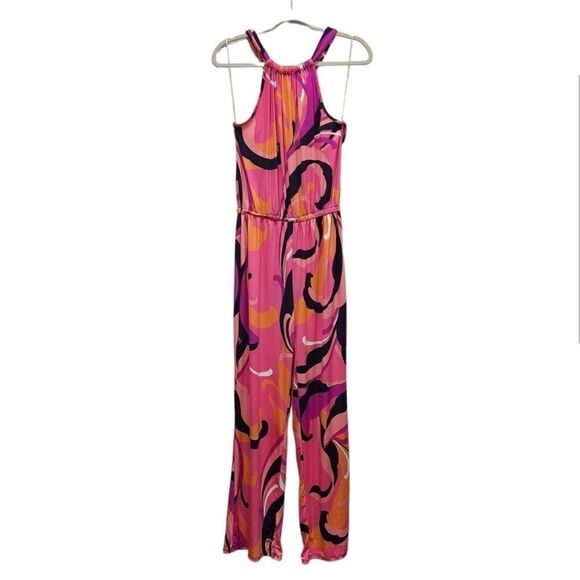 New! Trina by Trina Turk Tropical Print Halter Juju Jumpsuit - Picture 2 of 7